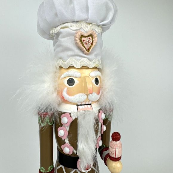 Holly Adler Hollywood Gingerbread Kisses Wooden Chef Christmas Nutcracker 17” - Picture 2 of 10